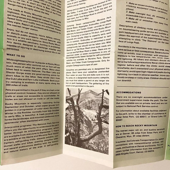 Vintage 1969 Rocky Mountain  National Park Colorado Map Travel Guide Brochure - Picture 11 of 12